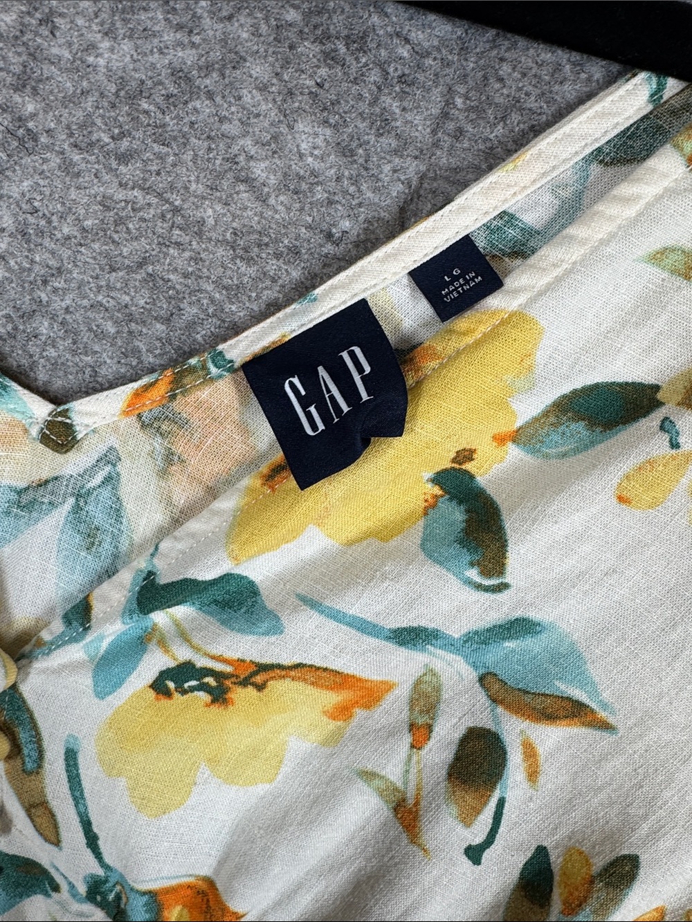 Gap Floral Peplum Blouse White Yellow Large Cottagecore Summer Boho - Picture 5 of 12
